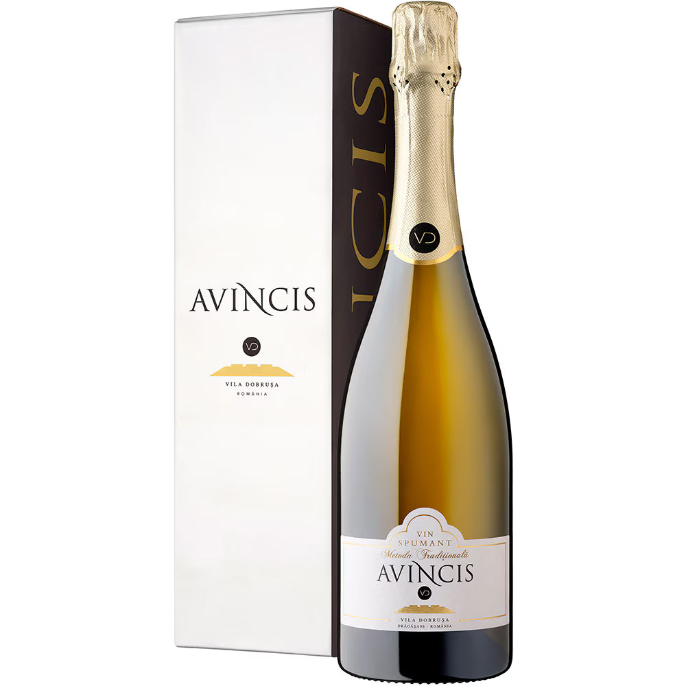 AVINCIS Spumant Extra Brut 0.75L, Crâmpoșie Selecționată, Drăgășani – metodă tradițională, perlaj fin