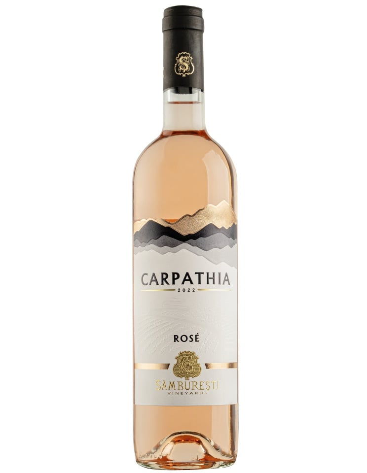 Carpathia Rosé 0.75L – Domeniile Sâmburești, DOC Sâmburești; Cabernet Sauvignon & Merlot; 13.5% vol.; arome de fructe roșii de pădure