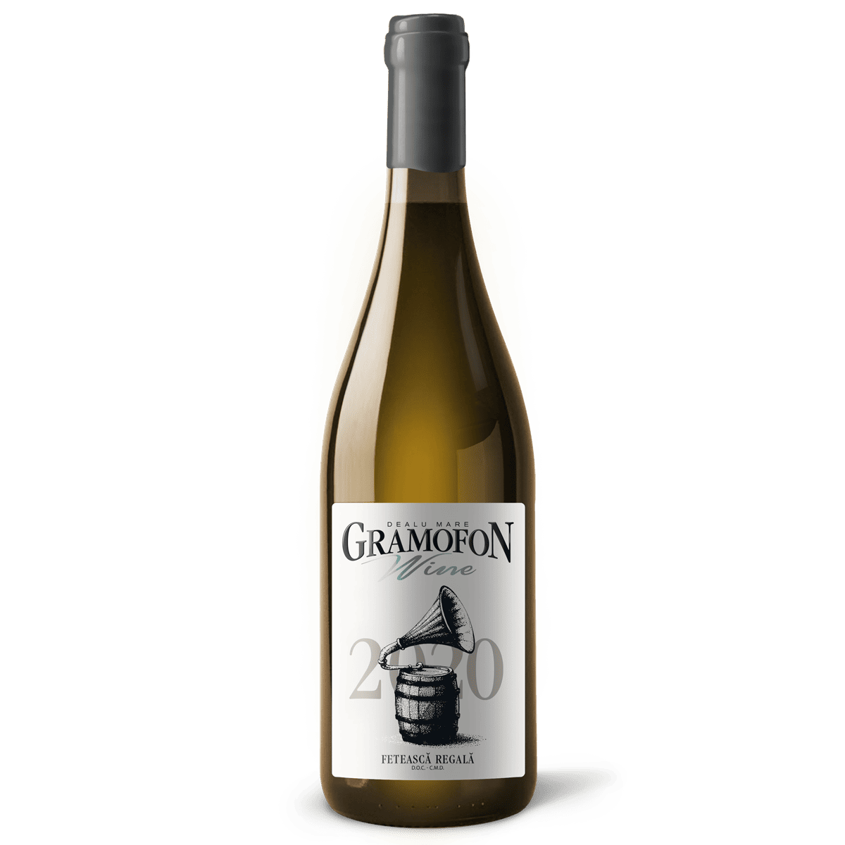 Gramofon Fetească Regală 0.75L, vin alb sec, DOC-CMD Dealu Mare – flori de câmp, pară, citrice