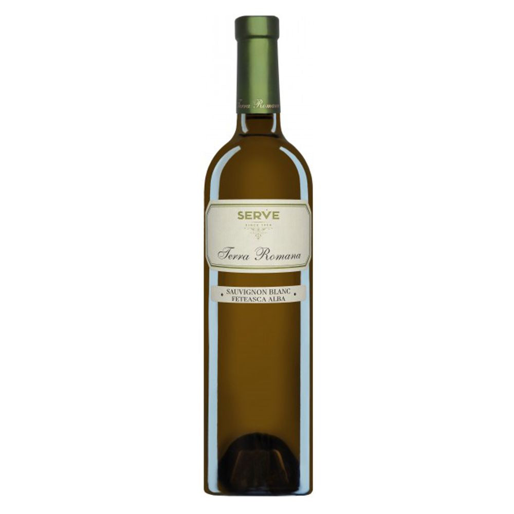 Terra Romana 2022 – SERVE, Dealu Mare; Sauvignon Blanc & Fetească Albă; arome de citrice, grapefruit, agrișe; servire 10–12 °C